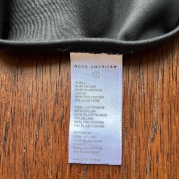 GOOD AMERICAN Scuba One Shoulder High Cut Thigh One Piece Swimsuit Blk SZ 1 NWT - Picture 7 of 9